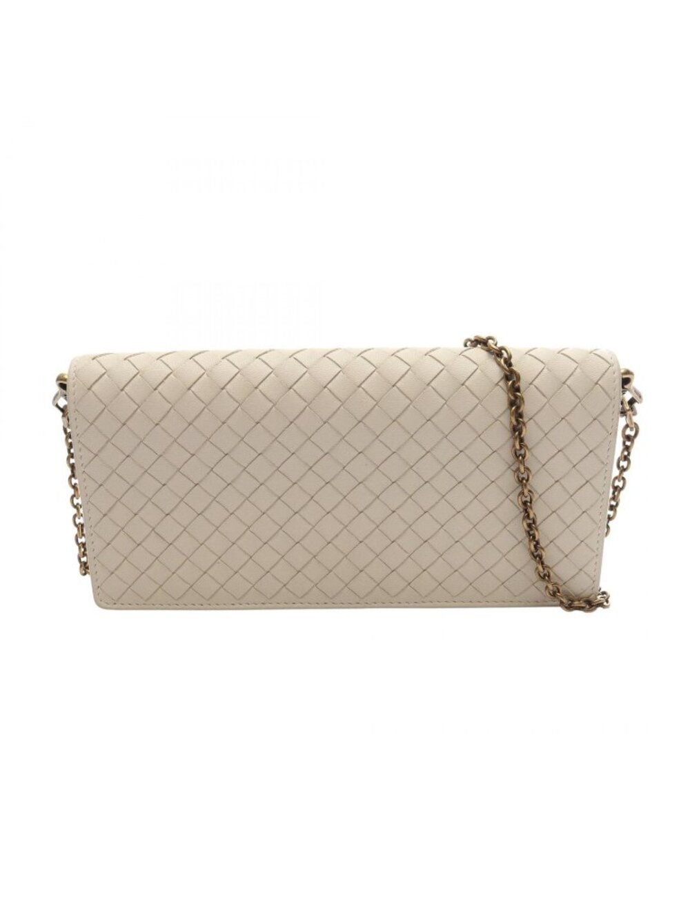 Bottega Veneta Shoulder Bag Intrecciato Off White Leather Chain Wallet